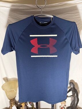 Under Armour Navy Short-Sleeve Training Tee with Red Logo